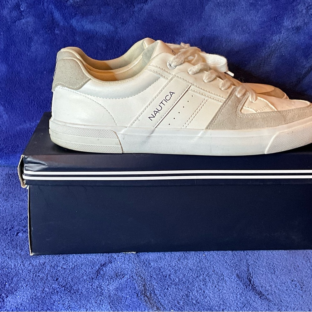 NAUTICA ESKDALE SNEAKERS WHITE & GRAY LACE-UP CASUAL OXFORD SHOE MENS SIZE 10